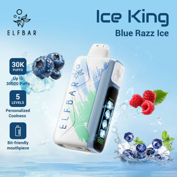 Elf Bar Ice King Disposable Vape - Blue Razz Ice (50mg) (30,000 Puffs) - Image 3