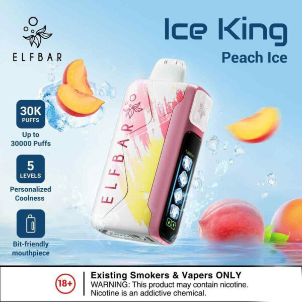 Elf Bar Ice King Disposable Vape - Peach Ice (50mg) (30,000 Puffs) - Image 4